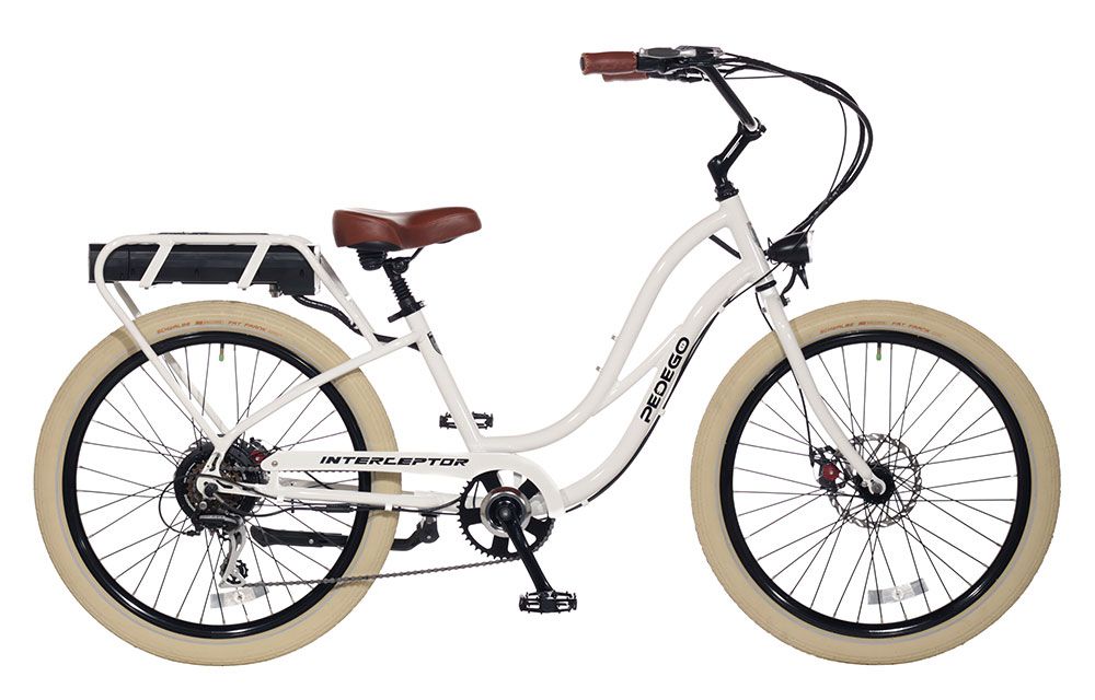 White Pedego Interceptor against white background