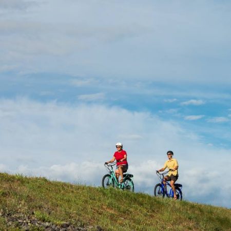 two riders on electric bikes in Prince Edward County