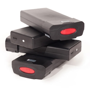pedego batteries in a stack